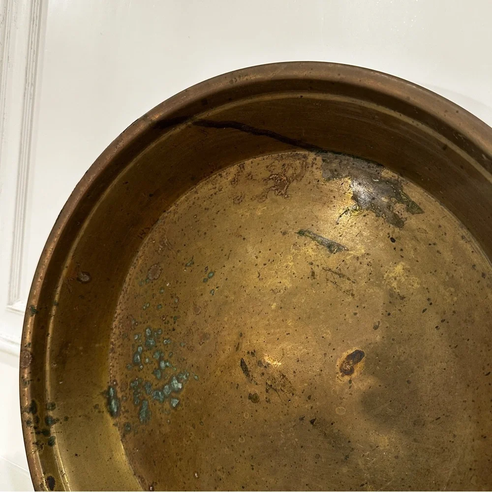Vintage Sarna Brass Large Solid Brass Basin Bowl India Heavy Gauge Decor